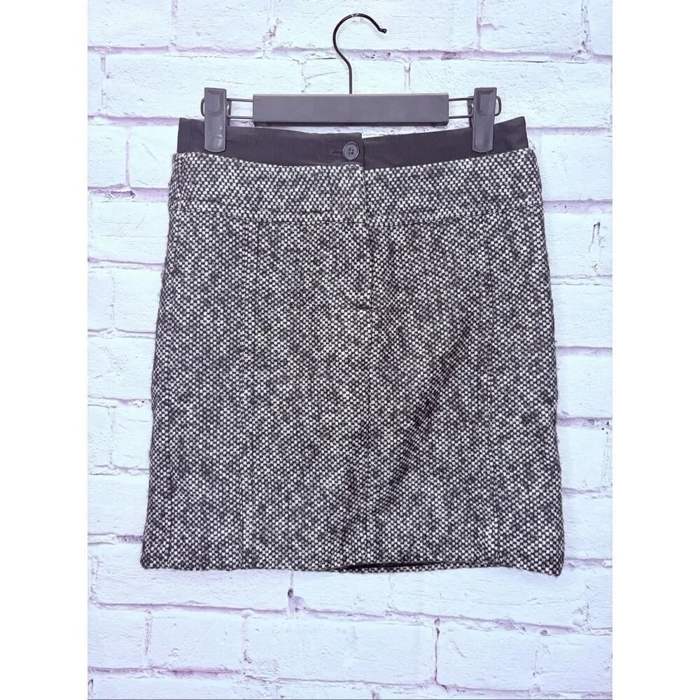 Ann Taylor LOFT Womens Black Gray Wool-Blend Tweed Mini Skirt Size 00 Petite NWT